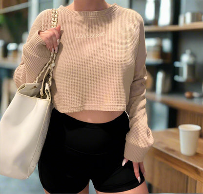 Brown Sugar Latte Cropped Waffle Top