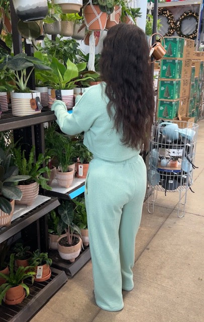 Cozy Mint Waffle Pants